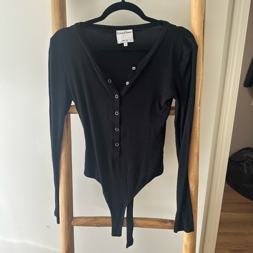 Privacy Please Black Long Sleeve Top